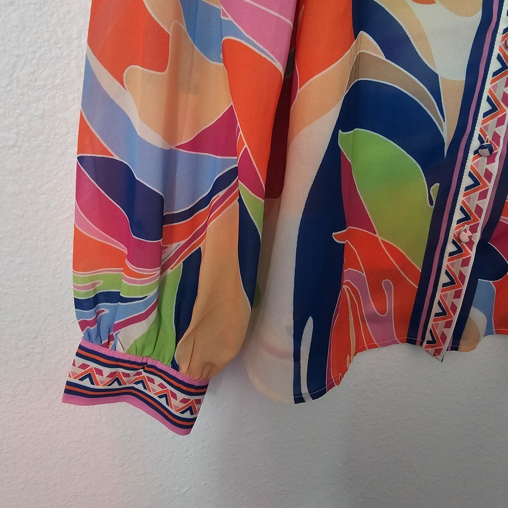 Hummingbird Wishes Flying Tomato Women's Blouse Size Large - Picture 3 of 5